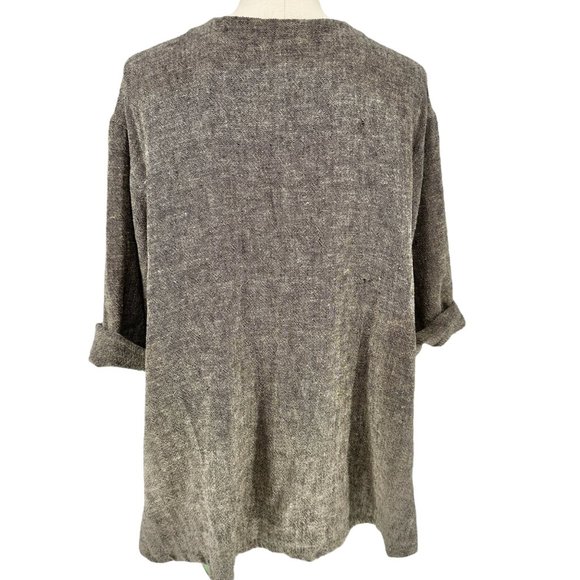 Stijfselkissie Shirt Jacket Womens XS Gray Textured Linen Drape Style Pockets - Picture 8 of 13